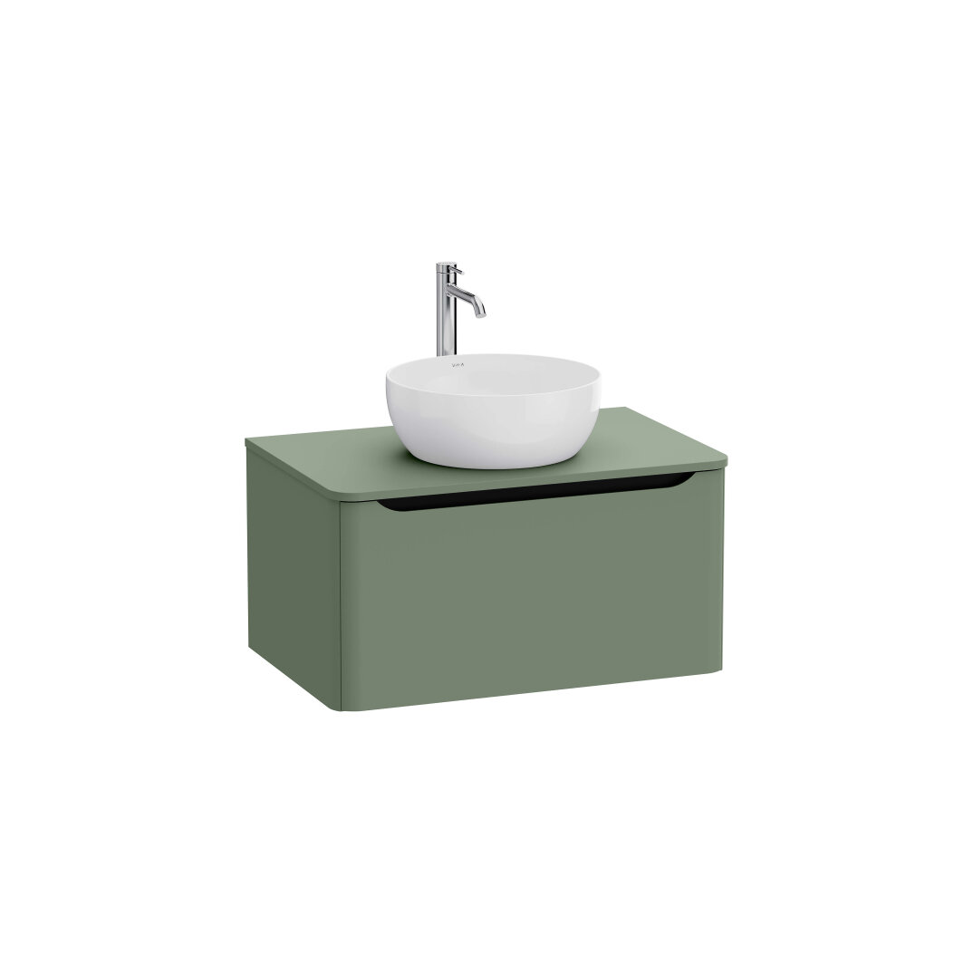VitrA Integra Round Tek Çekmeceli Çanak Lavabo Uyumlu Lavabo Dolabı, Mat Yeşil, 80 cm (Çanak Lavabo Hariç-Armatür Deliksiz), 70046 - 1