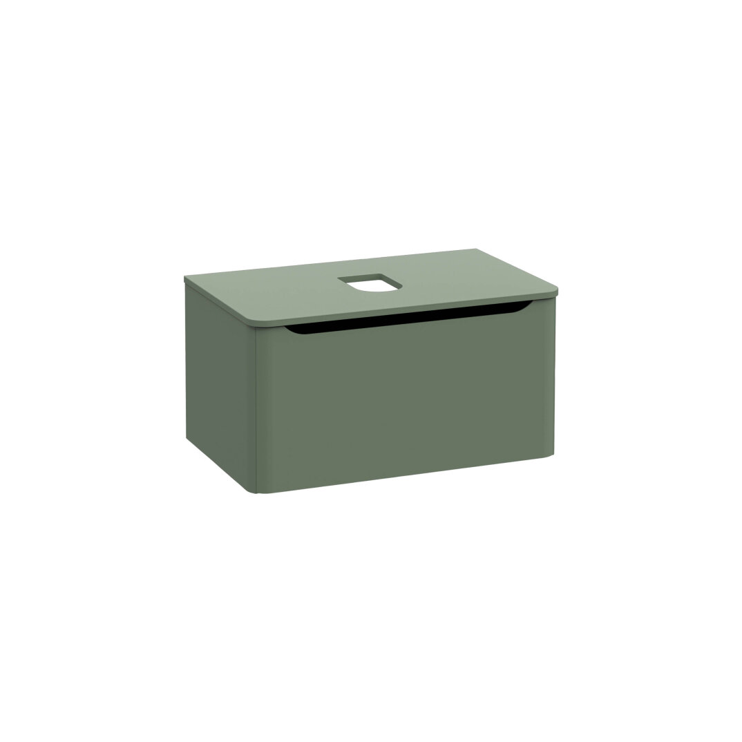 VitrA Integra Round Tek Çekmeceli Çanak Lavabo Uyumlu Lavabo Dolabı, Mat Yeşil, 80 cm (Çanak Lavabo Hariç-Armatür Deliksiz), 70046 - 3