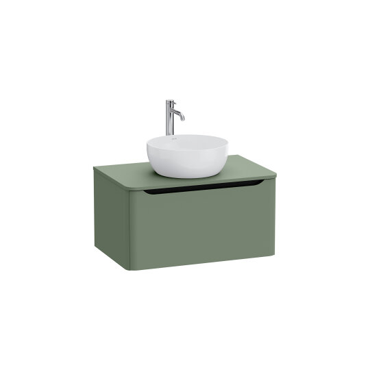 VitrA Integra Round Tek Çekmeceli Çanak Lavabo Uyumlu Lavabo Dolabı, Mat Yeşil, 80 cm (Çanak Lavabo Hariç-Armatür Deliksiz), 70046 - 7