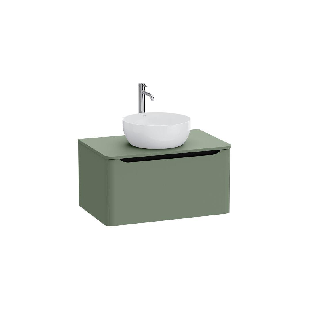 VitrA Integra Round Tek Çekmeceli Çanak Lavabo Uyumlu Lavabo Dolabı, Mat Yeşil, 80 cm (Çanak Lavabo Hariç-Armatür Deliksiz), 70046 - 7