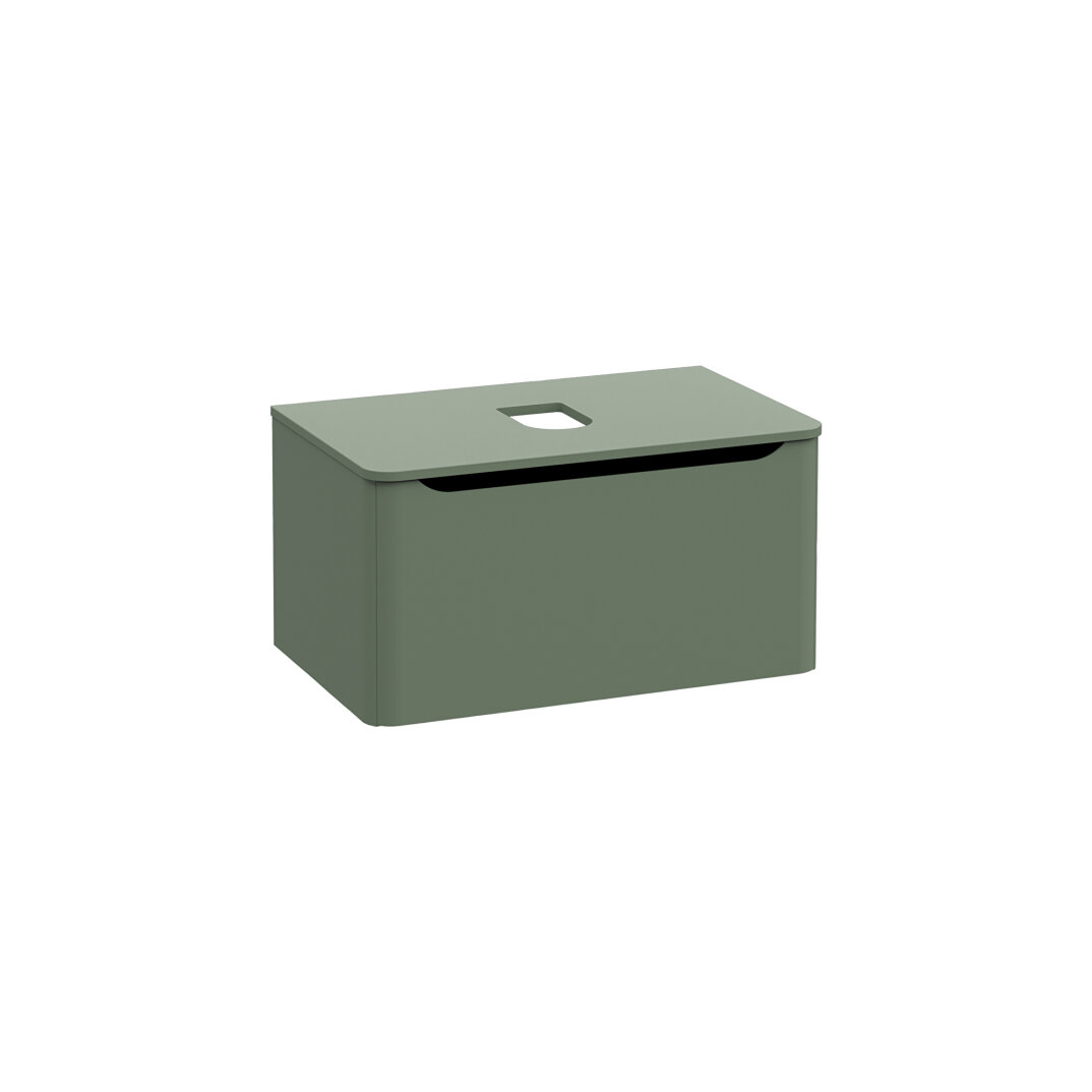 VitrA Integra Round Tek Çekmeceli Çanak Lavabo Uyumlu Lavabo Dolabı, Mat Yeşil, 80 cm (Çanak Lavabo Hariç-Armatür Deliksiz), 70046 - 9