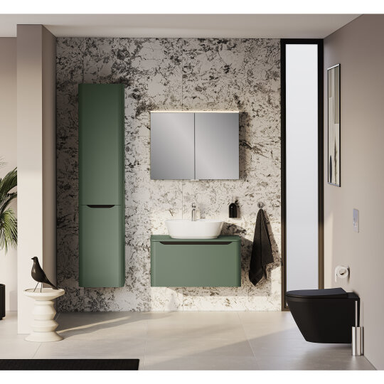 VitrA Integra Round Tek Çekmeceli Çanak Lavabo Uyumlu Lavabo Dolabı, Mat Yeşil, 80 cm (Çanak Lavabo Hariç-Armatür Deliksiz), 70046 - 10