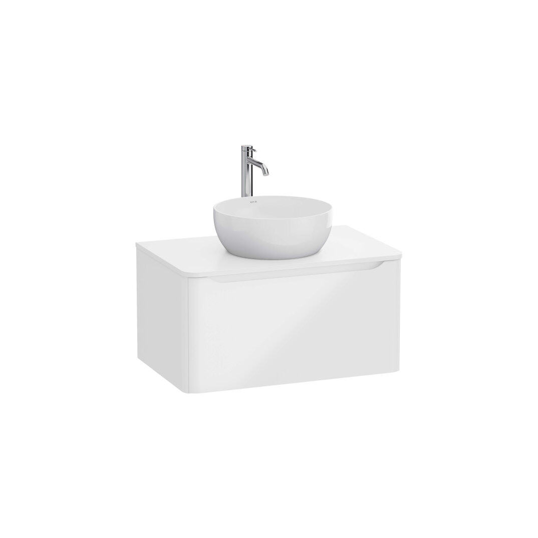 VitrA Integra Round Tek Çekmeceli Çanak Lavabo Uyumlu Lavabo Dolabı, Parlak Beyaz, 80 cm (Çanak Lavabo Hariç-Armatür Deliksiz), 70041 - 1