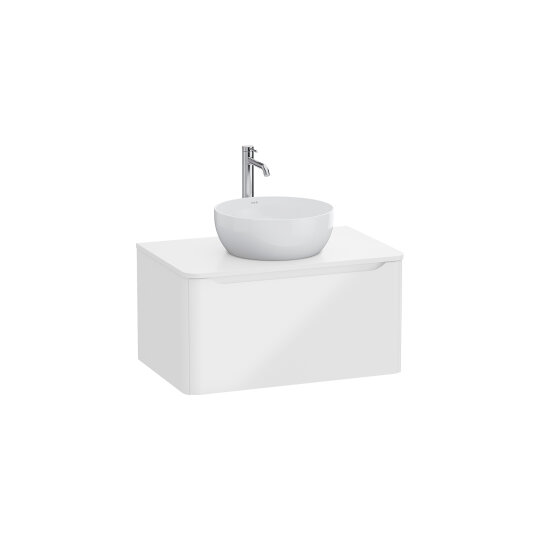 VitrA Integra Round Tek Çekmeceli Çanak Lavabo Uyumlu Lavabo Dolabı, Parlak Beyaz, 80 cm (Çanak Lavabo Hariç-Armatür Deliksiz), 70041 - 3