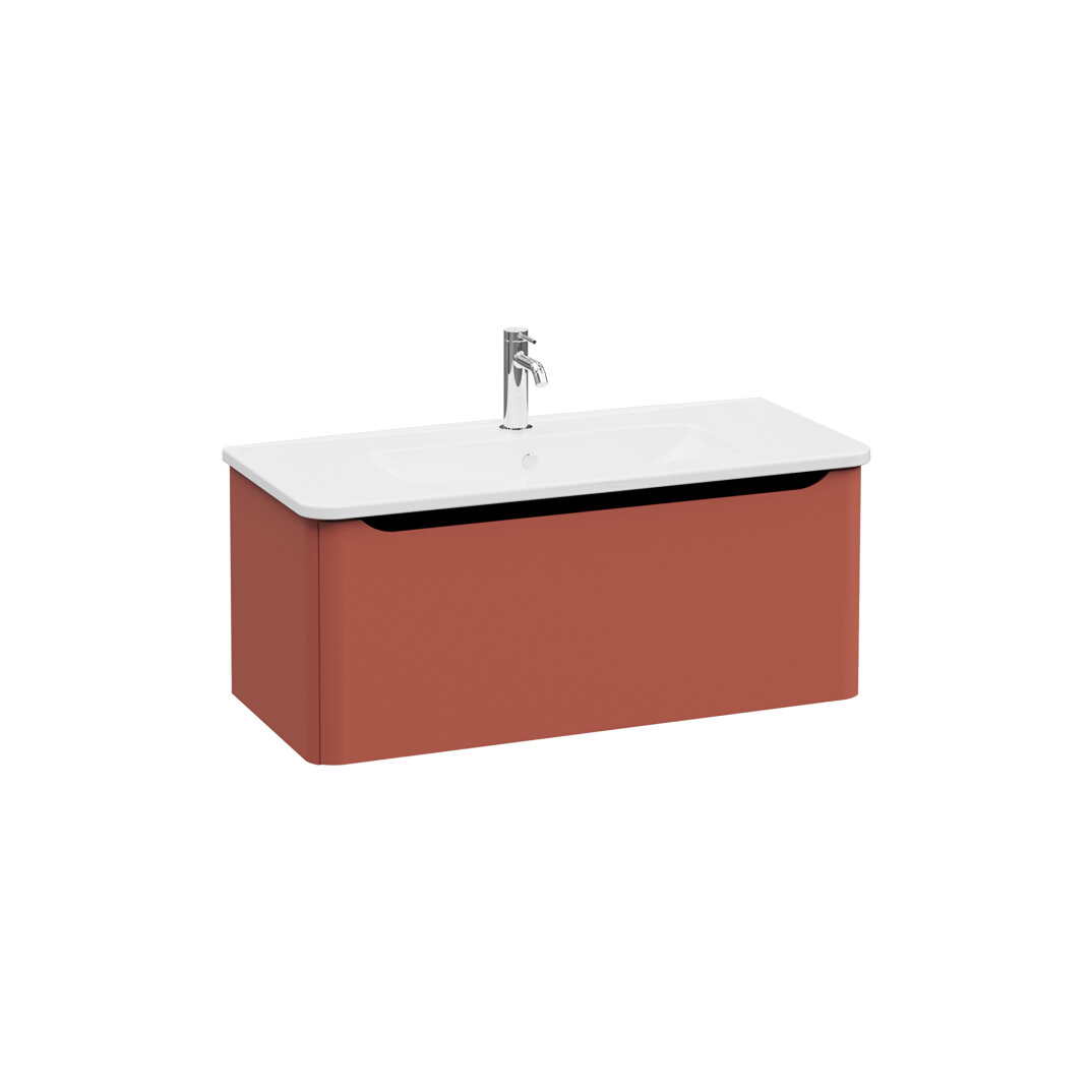 VitrA Integra Round Tek Çekmeceli Lavabo Dolabı, Ayaksız, 100 cm, Mat Kırmızı,69919 - 2