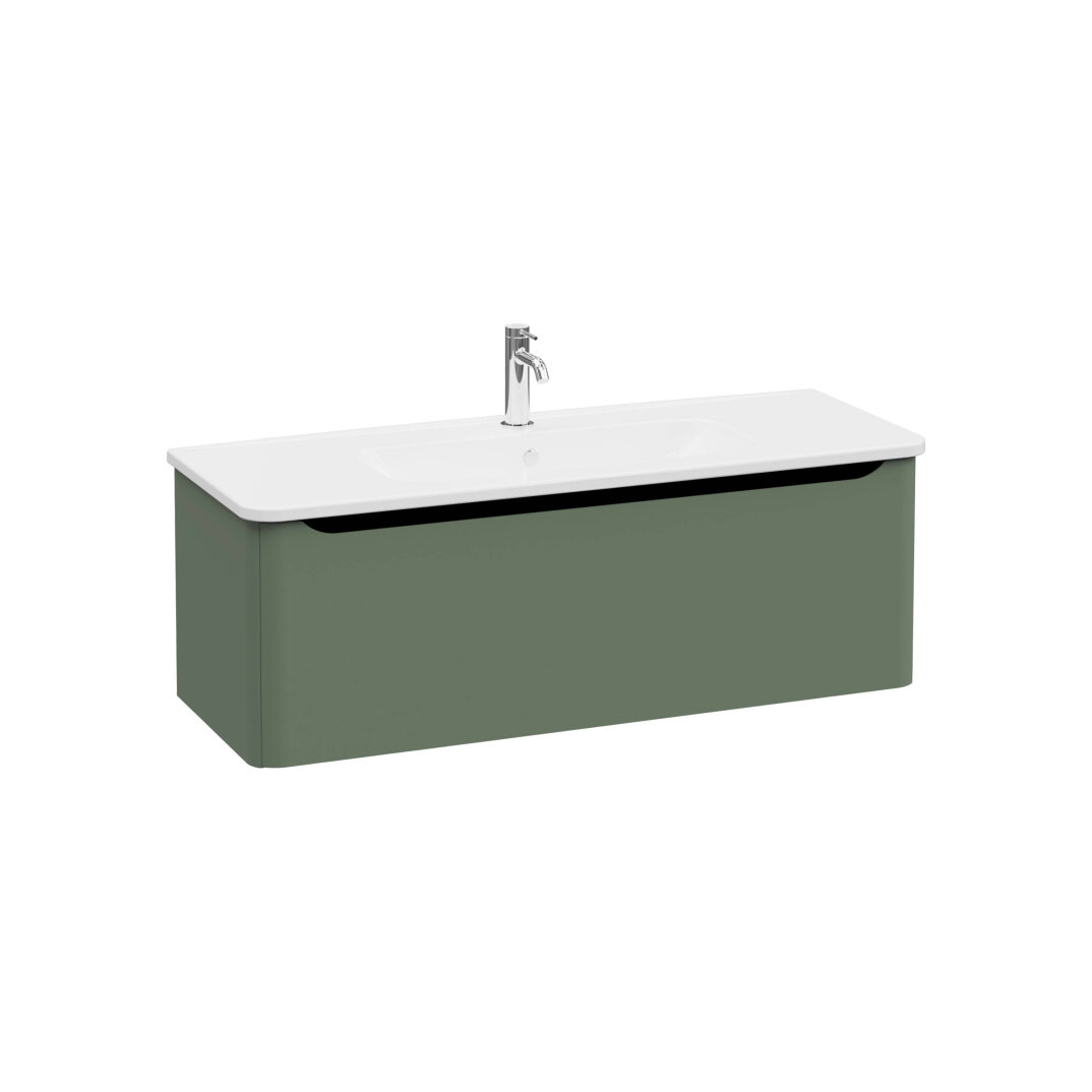 VitrA Integra Round Tek Çekmeceli Lavabo Dolabı, Ayaksız, 120 cm, Mat Yeşil, 69929 - 1