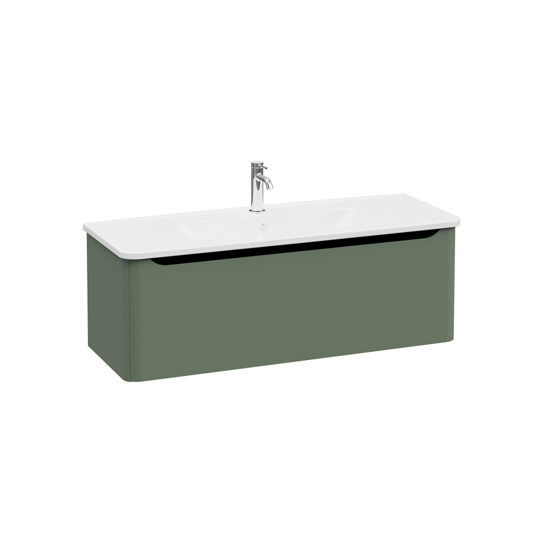 VitrA Integra Round Tek Çekmeceli Lavabo Dolabı, Ayaksız, 120 cm, Mat Yeşil, 69929 - 2
