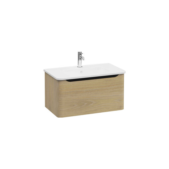 VitrA Integra Round Tek Çekmeceli Lavabo Dolabı, Ayaksız, 80 cm, Altın Meşe, 69909