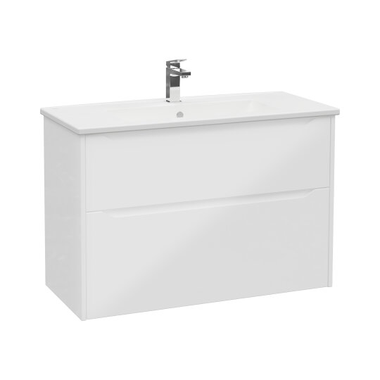 VitrA Integra Square Çift Çekmeceli Lavabo Dolabı, Ayaksız, 100 cm, Parlak Beyaz, 80219 - 3