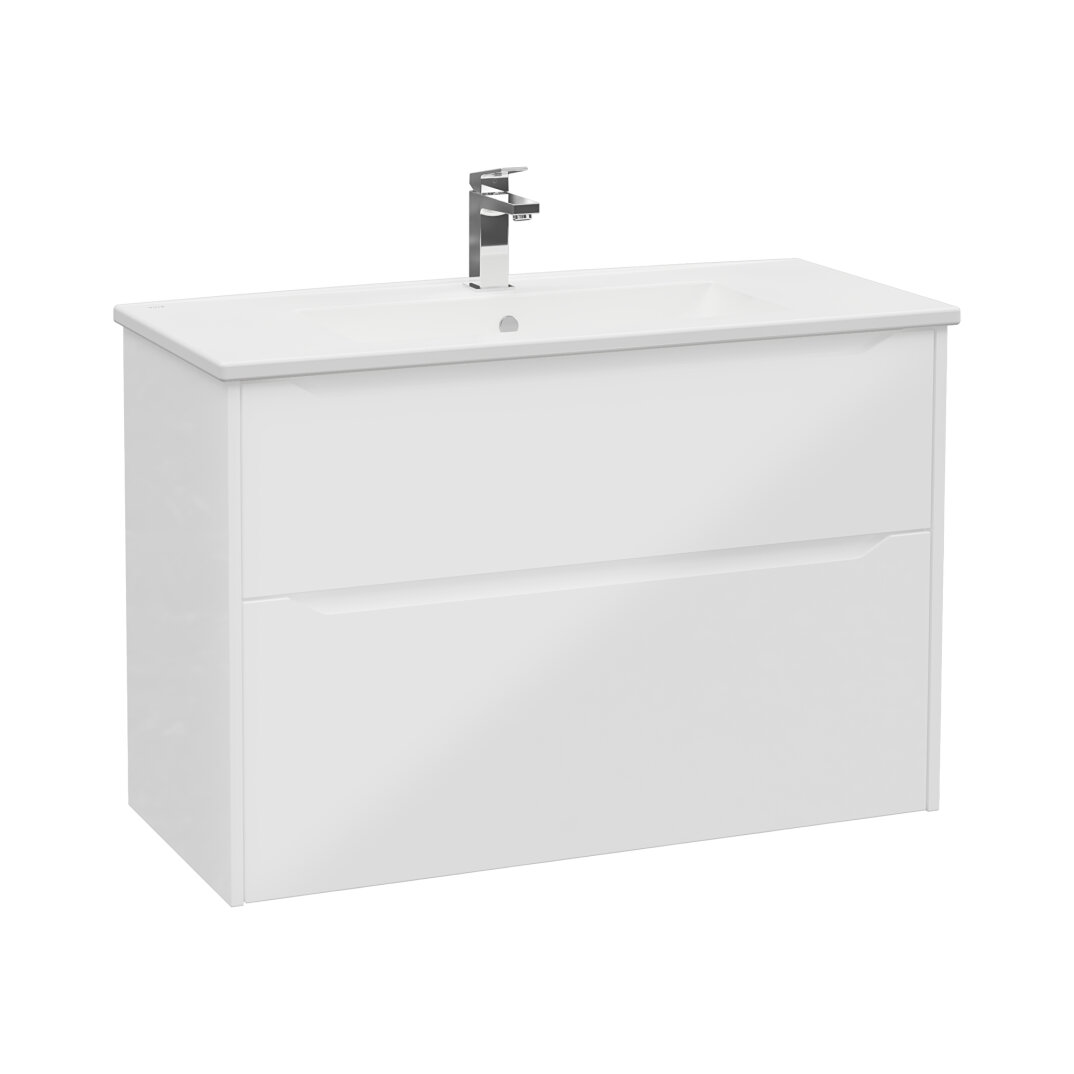 VitrA Integra Square Çift Çekmeceli Lavabo Dolabı, Ayaksız, 100 cm, Parlak Beyaz, 80219 - 3
