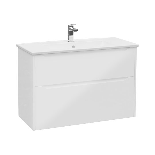 VitrA Integra Square Çift Çekmeceli Lavabo Dolabı, Ayaksız, 100 cm, Parlak Beyaz, 80219 - 4