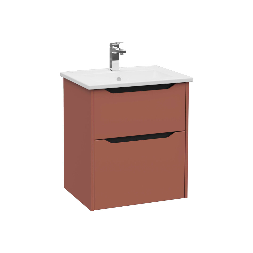 VitrA Integra Square Çift Çekmeceli Lavabo Dolabı, Ayaksız, 60 cm, Mat Kırmızı, 80205 - 2