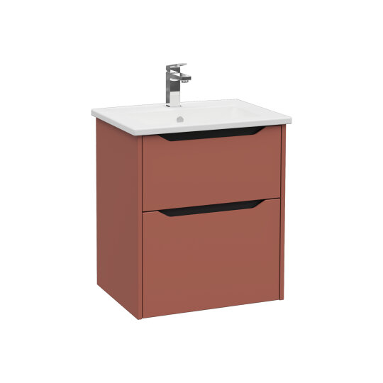 VitrA Integra Square Çift Çekmeceli Lavabo Dolabı, Ayaksız, 60 cm, Mat Kırmızı, 80205 - 3