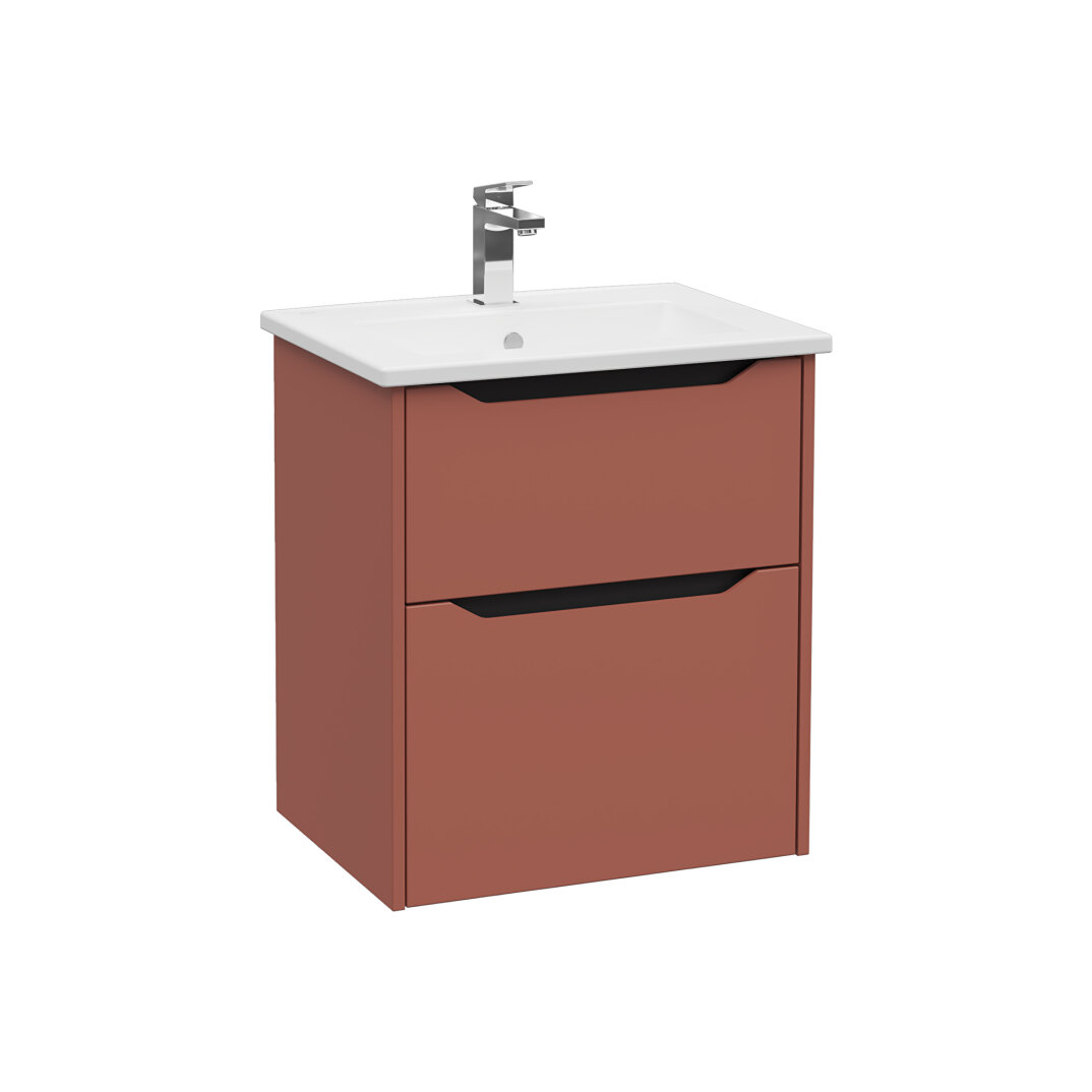 VitrA Integra Square Çift Çekmeceli Lavabo Dolabı, Ayaksız, 60 cm, Mat Kırmızı, 80205 - 4