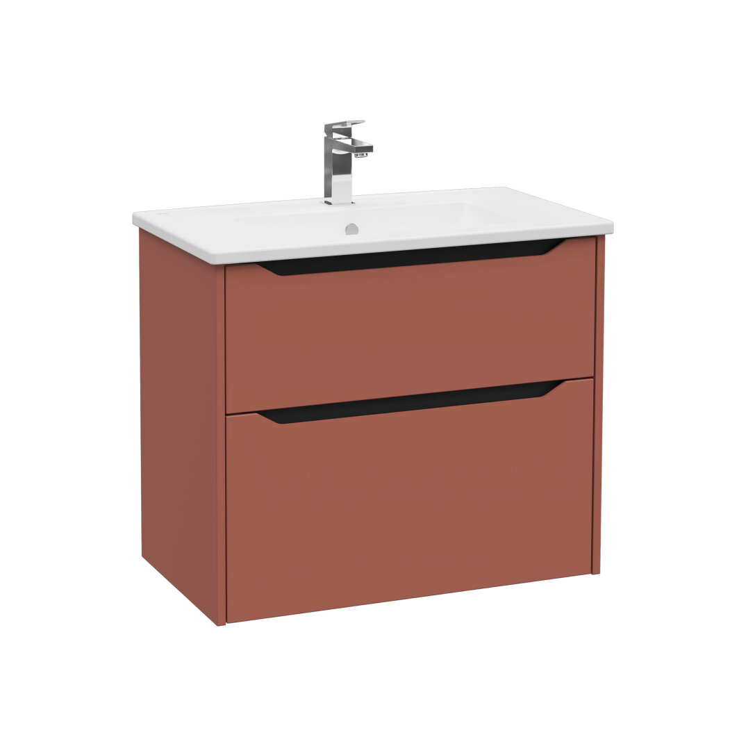 VitrA Integra Square Çift Çekmeceli Lavabo Dolabı, Ayaksız, 80 cm, Mat Kırmızı, 80214 - 2