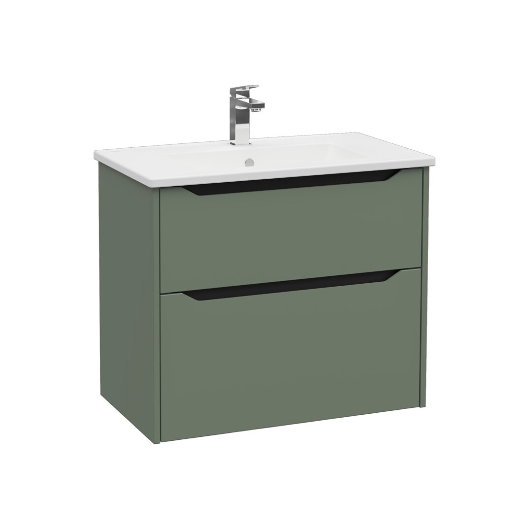 VitrA Integra Square Çift Çekmeceli Lavabo Dolabı, Ayaksız, 80 cm, Mat Yeşil,80215 - 3