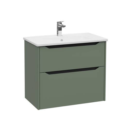 VitrA Integra Square Çift Çekmeceli Lavabo Dolabı, Ayaksız, 80 cm, Mat Yeşil,80215 - 4