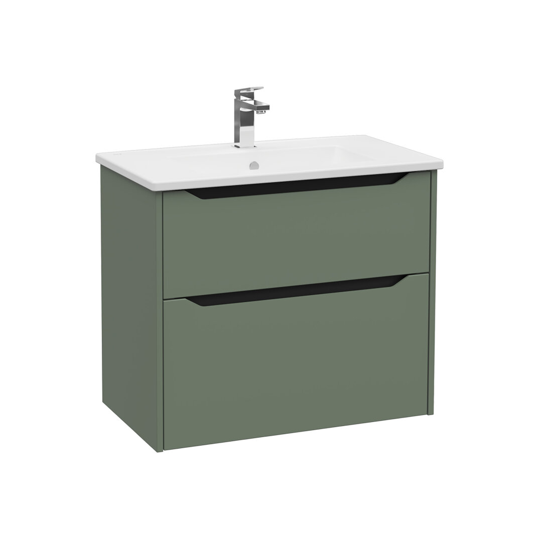 VitrA Integra Square Çift Çekmeceli Lavabo Dolabı, Ayaksız, 80 cm, Mat Yeşil,80215 - 4