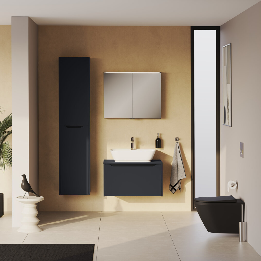 VitrA Integra Square Çift Kapaklı Boy Dolabı, Mat Grafit (Sol), 80320 - 6
