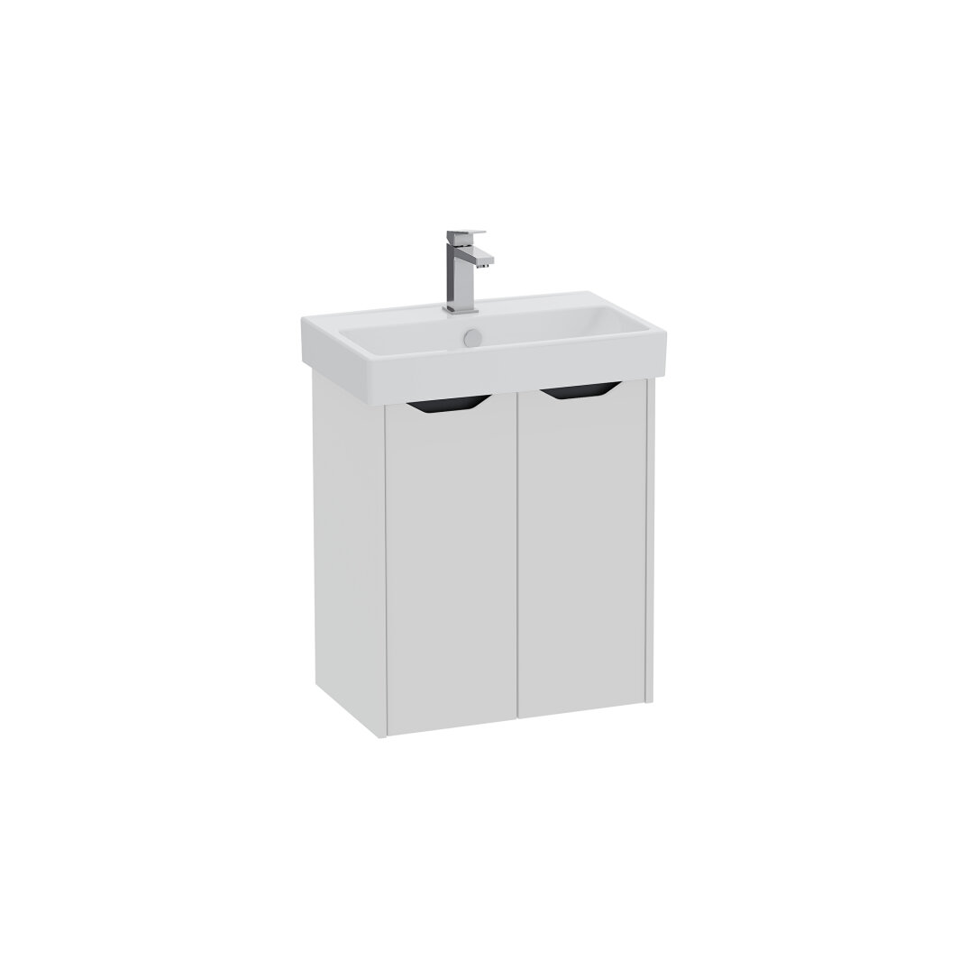 VitrA Integra Square Kapaklı Lavabo Dolabı, 60 cm, Mat Açık Gri, 80431 - 1