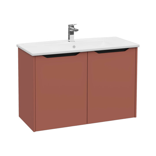 VitrA Integra Square Kapaklı Lavabo Dolabı, Ayaksız, 100 cm, Mat Kırmızı, 80097