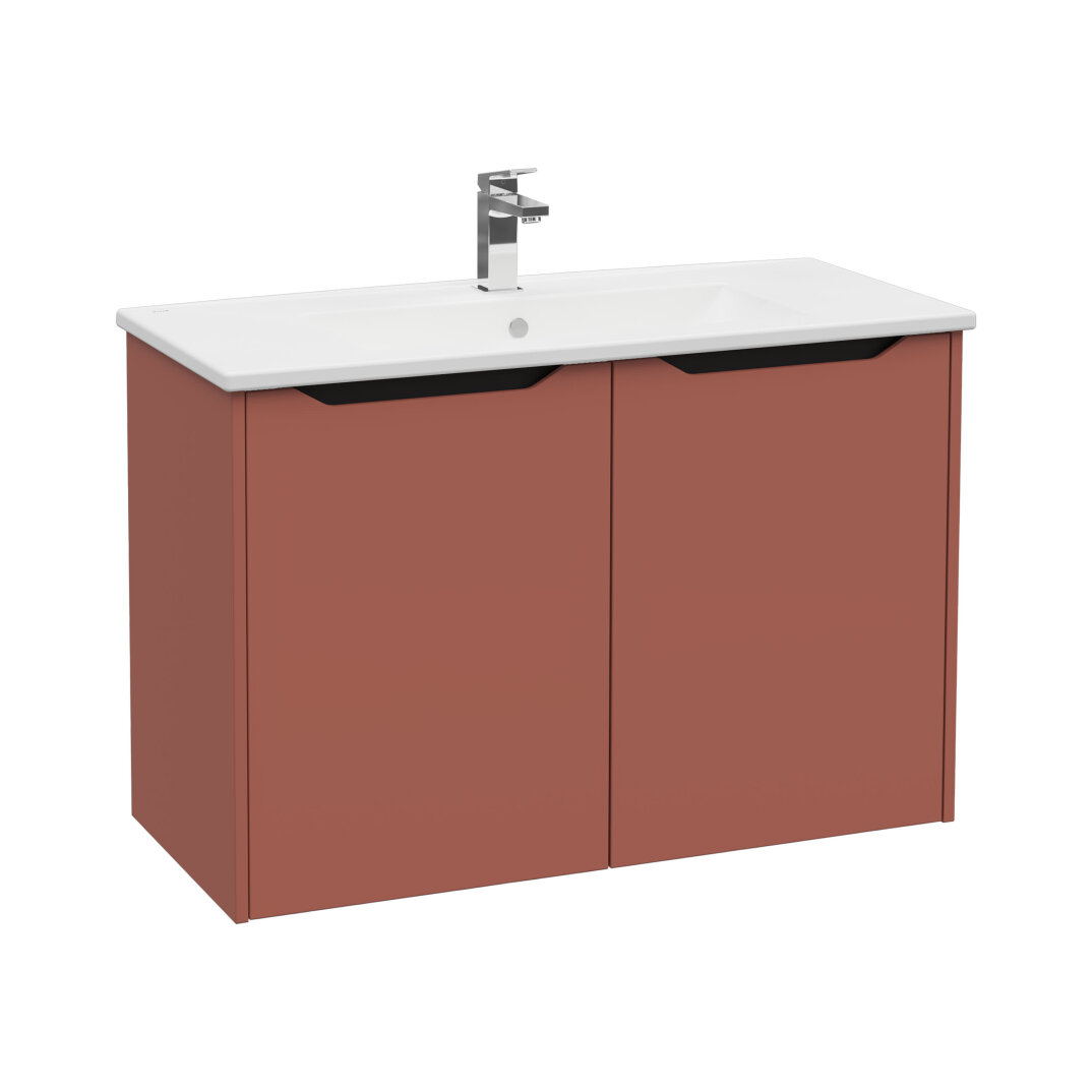 VitrA Integra Square Kapaklı Lavabo Dolabı, Ayaksız, 100 cm, Mat Kırmızı, 80097 - 2