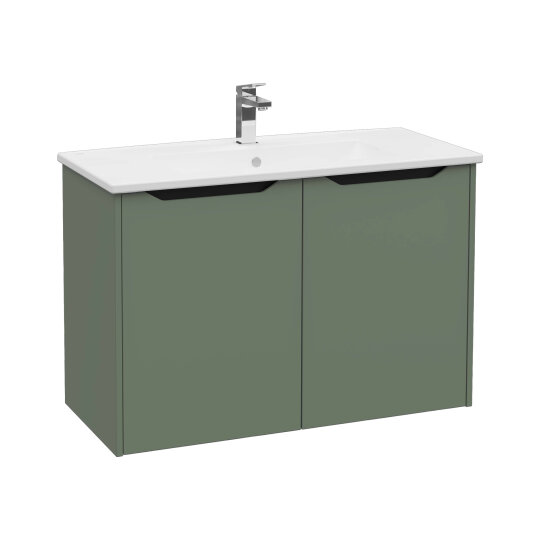 VitrA Integra Square Kapaklı Lavabo Dolabı, Ayaksız, 100 cm, Mat Yeşil, 80098