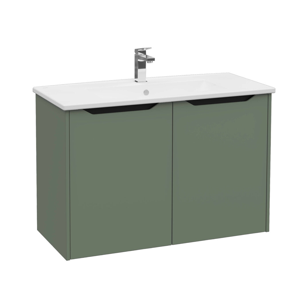 VitrA Integra Square Kapaklı Lavabo Dolabı, Ayaksız, 100 cm, Mat Yeşil, 80098 - 1