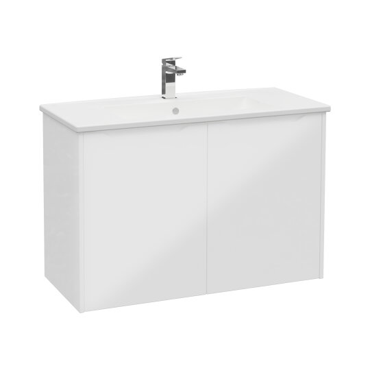 VitrA Integra Square Kapaklı Lavabo Dolabı, Ayaksız, 100 cm, Parlak Beyaz, 80093 - 3