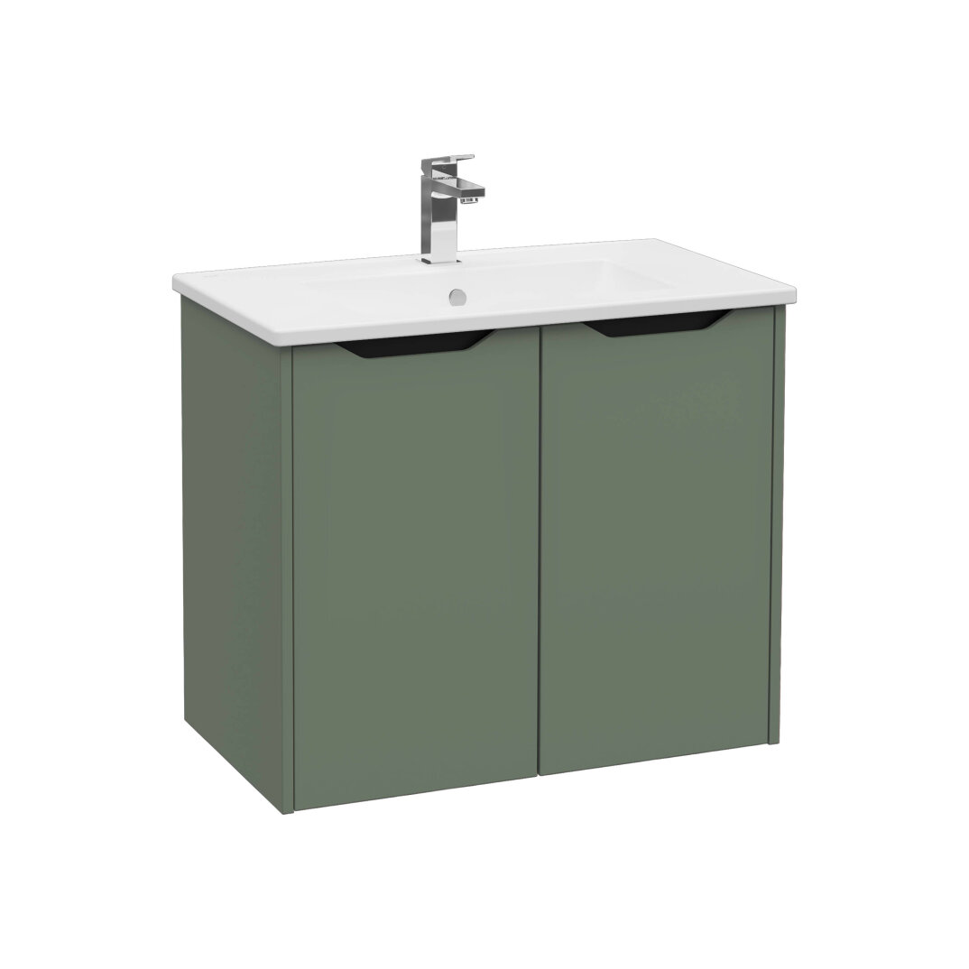 VitrA Integra Square Kapaklı Lavabo Dolabı, Ayaksız, 80 cm, Mat Yeşil, 80089 - 1