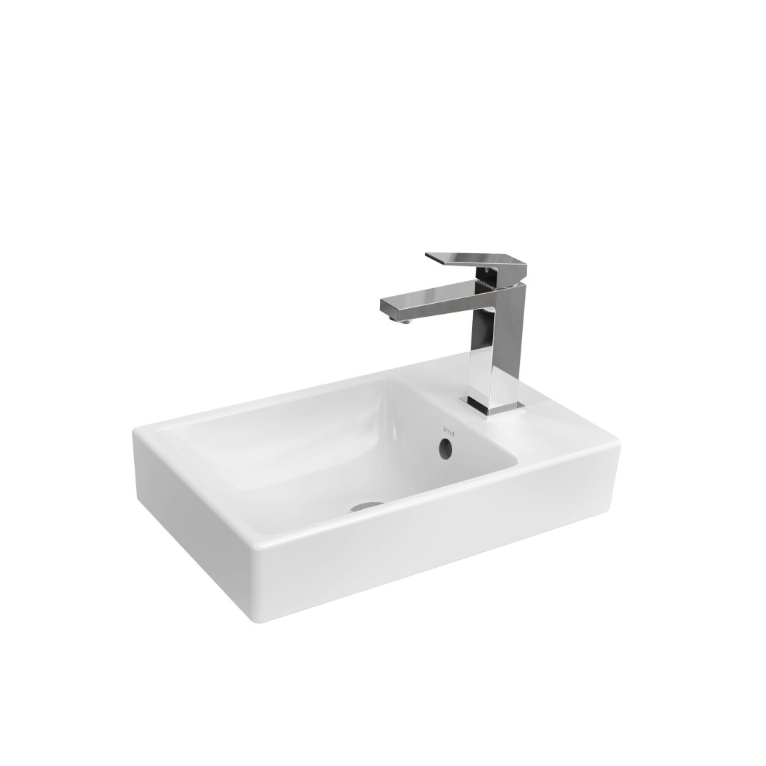 VitrA Integra Square Sağdan Armatür Delikli Kompakt Lavabo, 45x28 cm - 7892L003-0029,7892L003-0029 - 1