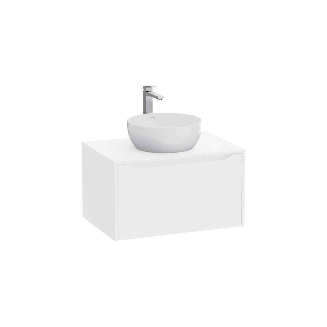 VitrA Integra Square Tek Çekmeceli Çanak Lavabo Uyumlu Lavabo Dolabı, Mat Beyaz, 80 cm (Çanak Lavabo Hariç-Armatür Deliksiz), 80274 - 1
