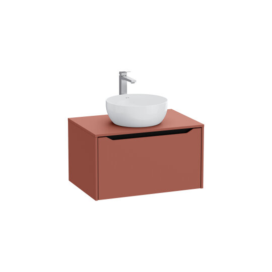 VitrA Integra Square Tek Çekmeceli Çanak Lavabo Uyumlu Lavabo Dolabı, Mat Kırmızı, 80 cm (Çanak Lavabo Hariç-Armatür Deliksiz), 80277 - 3