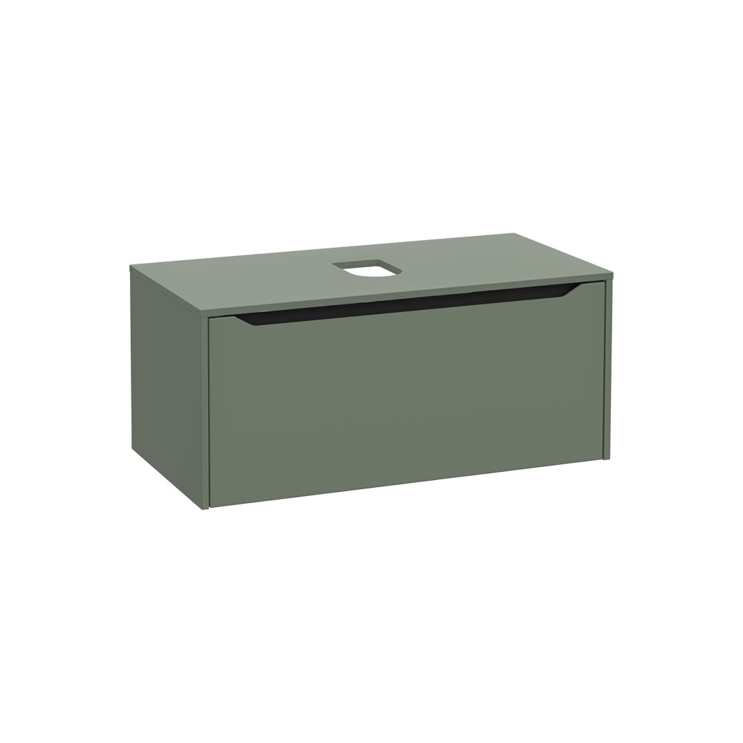 VitrA Integra Square Tek Çekmeceli Çanak Lavabo Uyumlu Lavabo Dolabı, Mat Yeşil, 100 cm (Çanak Lavabo Hariç-Armatür Deliksiz), 80287 - 5