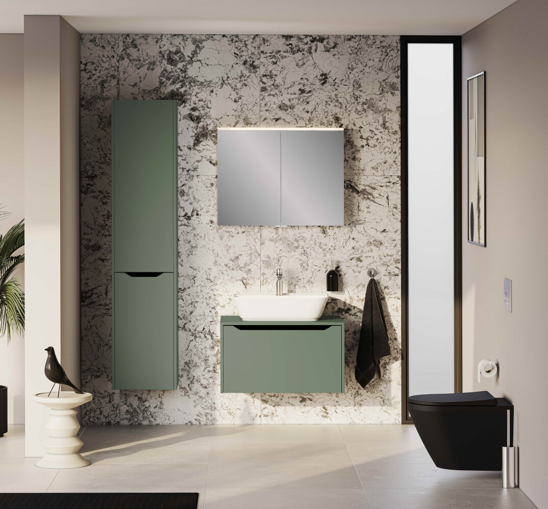 VitrA Integra Square Tek Çekmeceli Çanak Lavabo Uyumlu Lavabo Dolabı, Mat Yeşil, 80 cm (Çanak Lavabo Hariç-Armatür Deliksiz), 80278 - 3