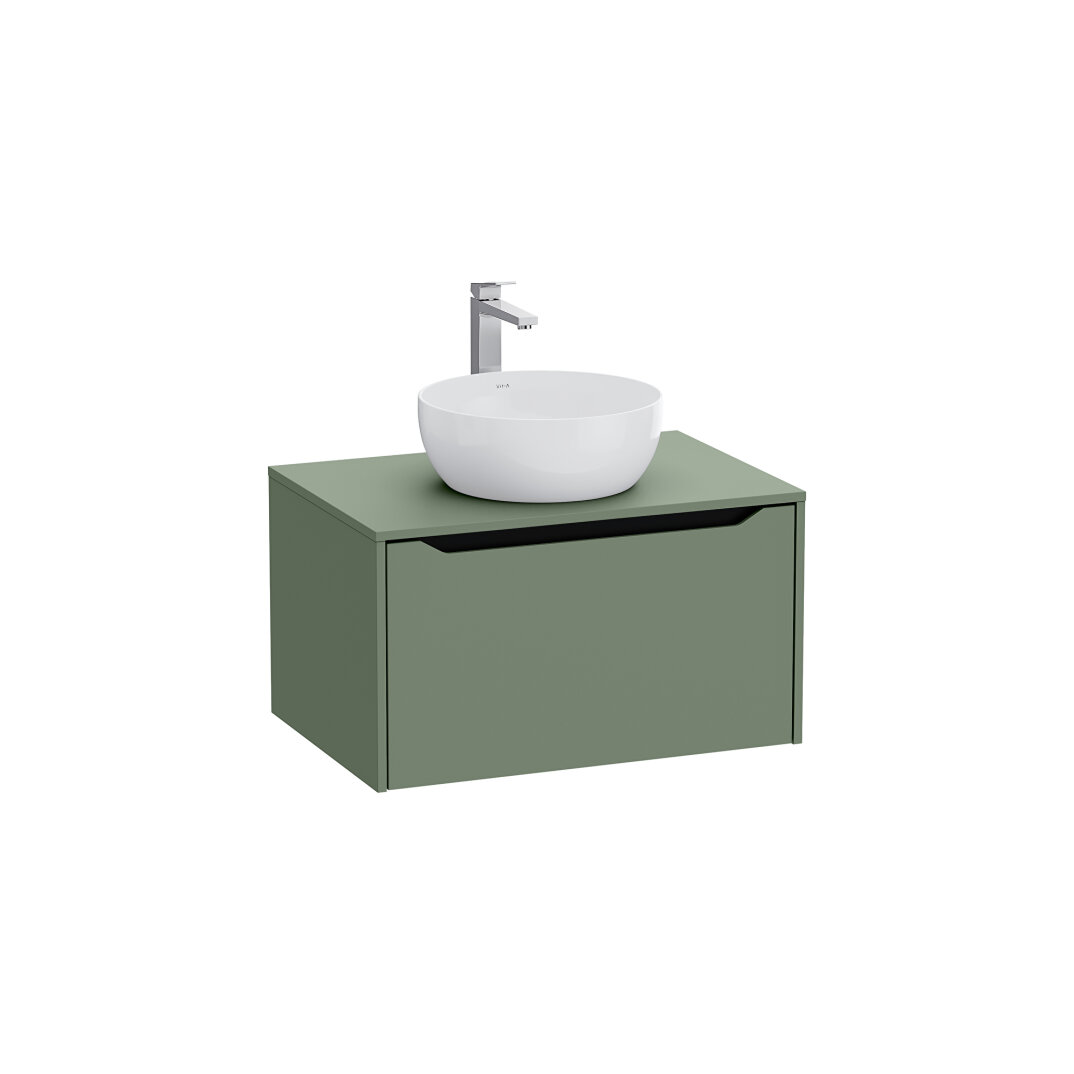 VitrA Integra Square Tek Çekmeceli Çanak Lavabo Uyumlu Lavabo Dolabı, Mat Yeşil, 80 cm (Çanak Lavabo Hariç-Armatür Deliksiz), 80278 - 6