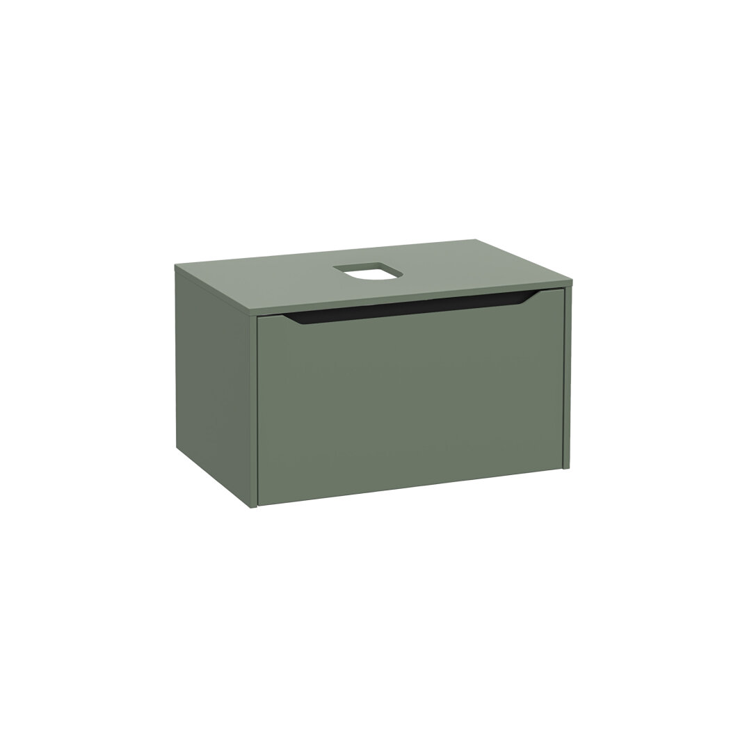 VitrA Integra Square Tek Çekmeceli Çanak Lavabo Uyumlu Lavabo Dolabı, Mat Yeşil, 80 cm (Çanak Lavabo Hariç-Armatür Deliksiz), 80278 - 7