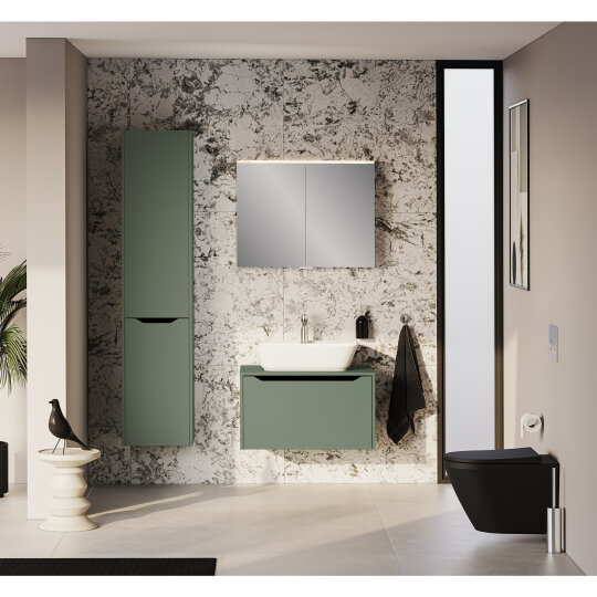 VitrA Integra Square Tek Çekmeceli Çanak Lavabo Uyumlu Lavabo Dolabı, Mat Yeşil, 80 cm (Çanak Lavabo Hariç-Armatür Deliksiz), 80278 - 8