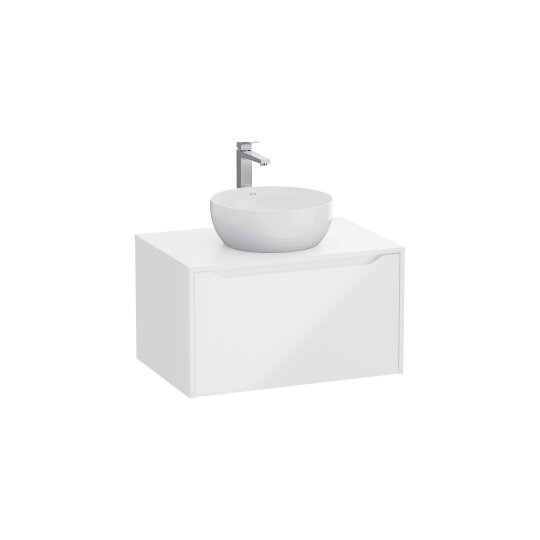 VitrA Integra Square Tek Çekmeceli Çanak Lavabo Uyumlu Lavabo Dolabı, Parlak Beyaz, 80 cm (Çanak Lavabo Hariç-Armatür Deliksiz),80273