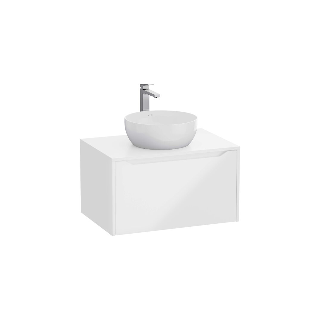 VitrA Integra Square Tek Çekmeceli Çanak Lavabo Uyumlu Lavabo Dolabı, Parlak Beyaz, 80 cm (Çanak Lavabo Hariç-Armatür Deliksiz),80273 - 1