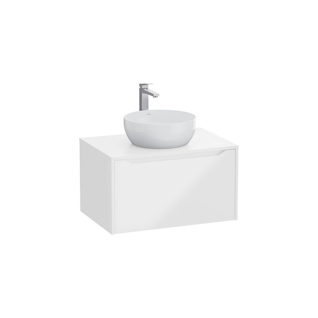 VitrA Integra Square Tek Çekmeceli Çanak Lavabo Uyumlu Lavabo Dolabı, Parlak Beyaz, 80 cm (Çanak Lavabo Hariç-Armatür Deliksiz),80273 - 3