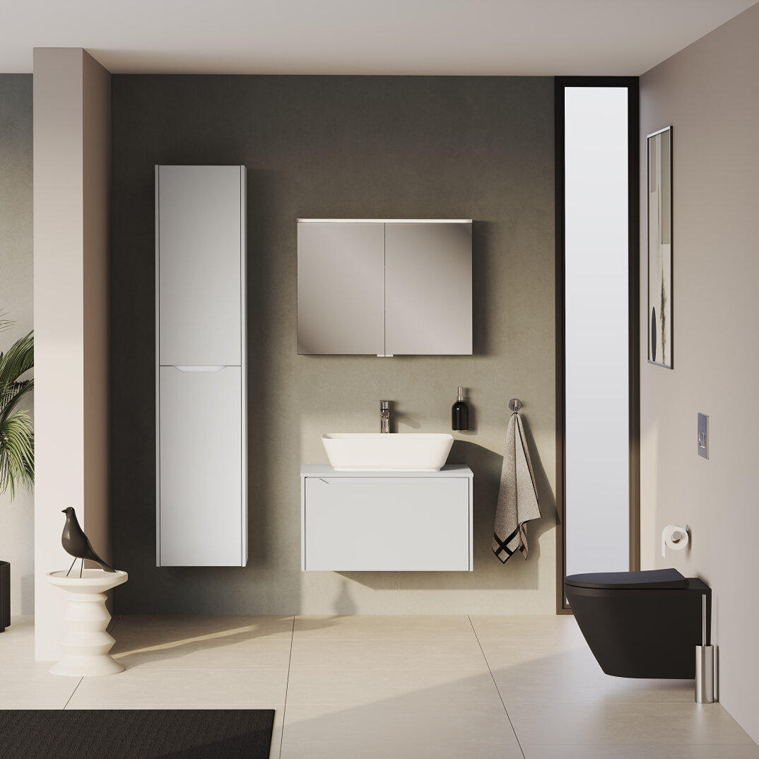 VitrA Integra Square Tek Çekmeceli Çanak Lavabo Uyumlu Lavabo Dolabı, Parlak Beyaz, 80 cm (Çanak Lavabo Hariç-Armatür Deliksiz),80273 - 5