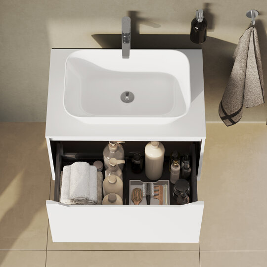 VitrA Integra Square Tek Çekmeceli Çanak Lavabo Uyumlu Lavabo Dolabı, Parlak Beyaz, 80 cm (Çanak Lavabo Hariç-Armatür Deliksiz),80273 - 6