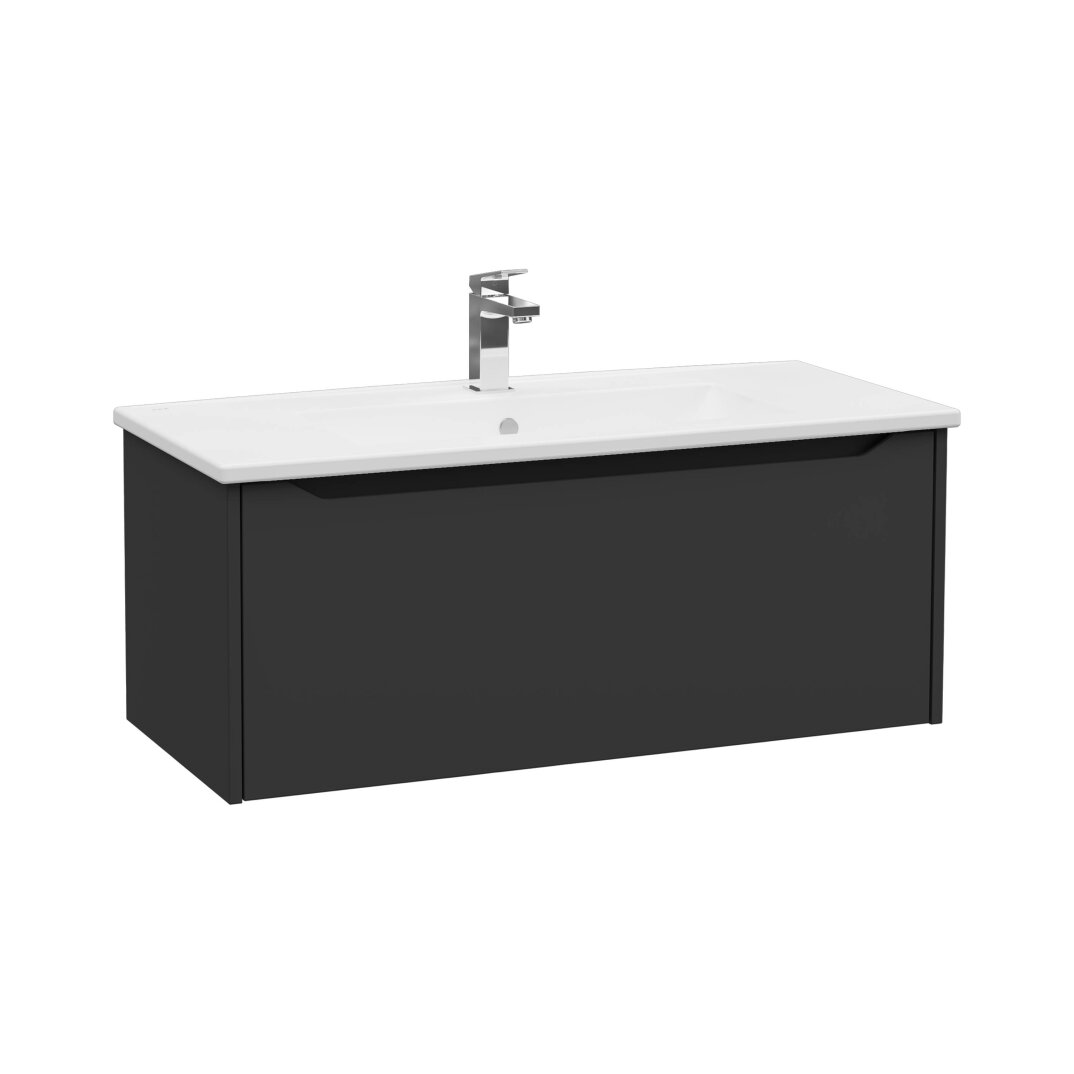 VitrA Integra Square Tek Çekmeceli Lavabo Dolabı, Ayaksız, 100 cm, Mat Grafit,80149 - 1