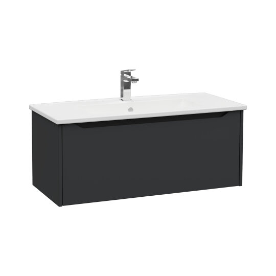 VitrA Integra Square Tek Çekmeceli Lavabo Dolabı, Ayaksız, 100 cm, Mat Grafit,80149 - 2
