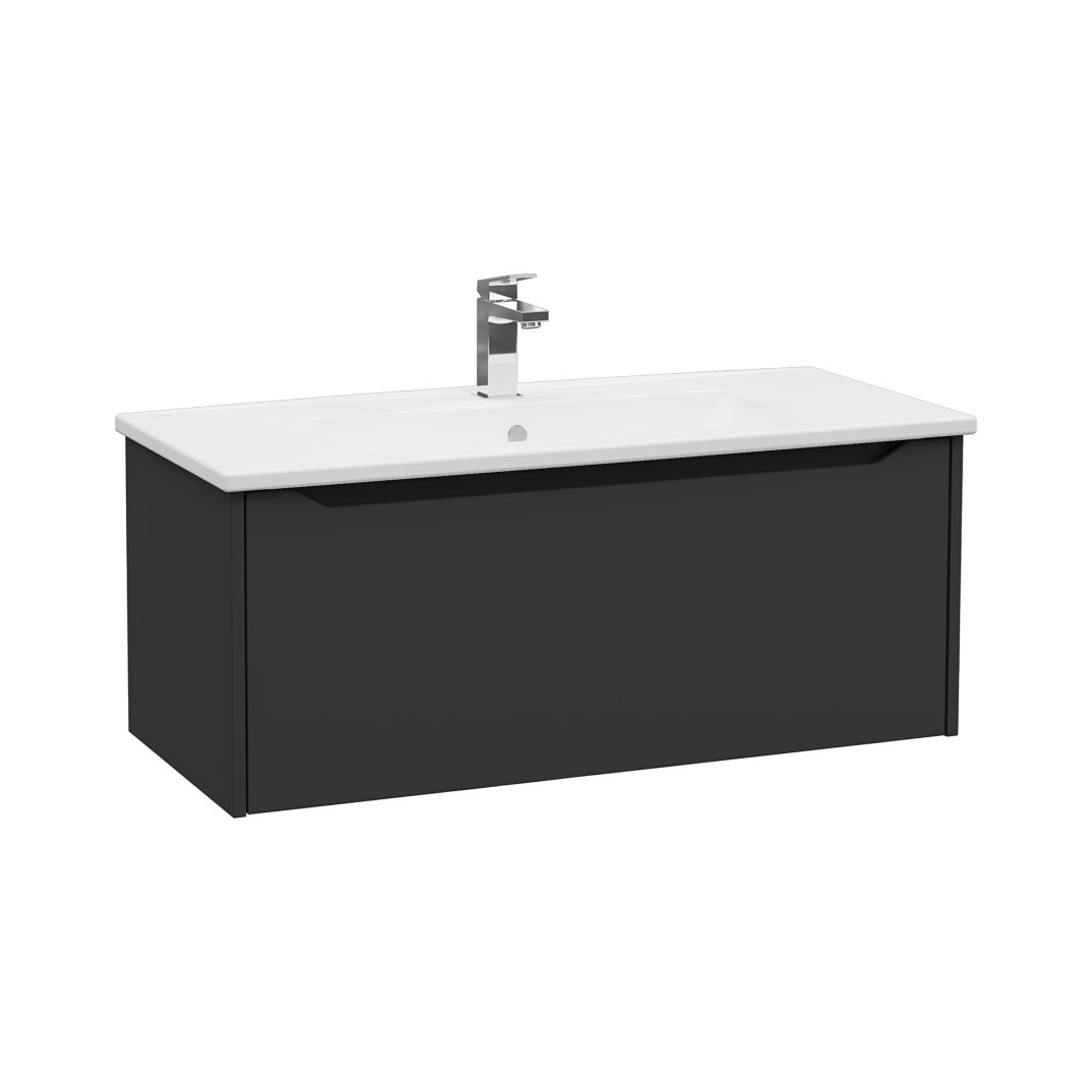 VitrA Integra Square Tek Çekmeceli Lavabo Dolabı, Ayaksız, 100 cm, Mat Grafit,80149 - 2