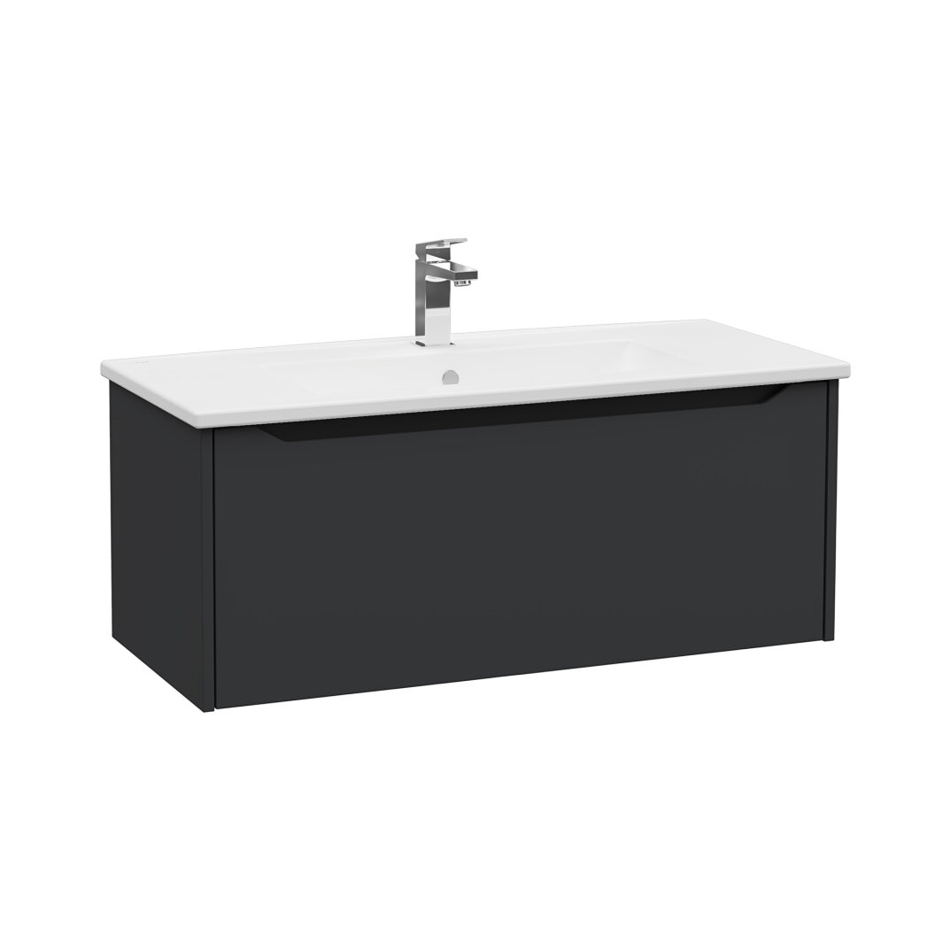 VitrA Integra Square Tek Çekmeceli Lavabo Dolabı, Ayaksız, 100 cm, Mat Grafit,80149 - 3