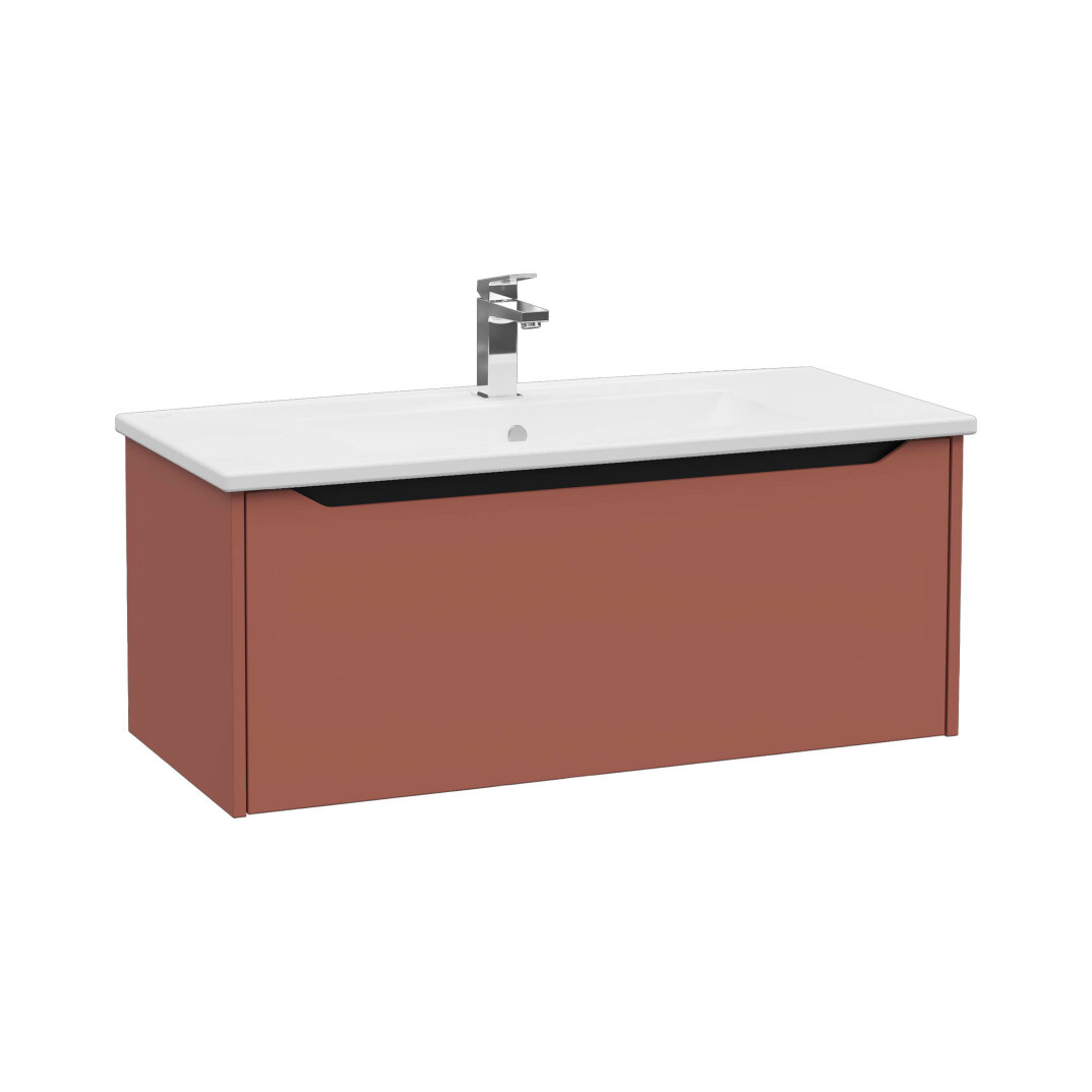 VitrA Integra Square Tek Çekmeceli Lavabo Dolabı, Ayaksız, 100 cm, Mat Kırmızı, 80151 - 1