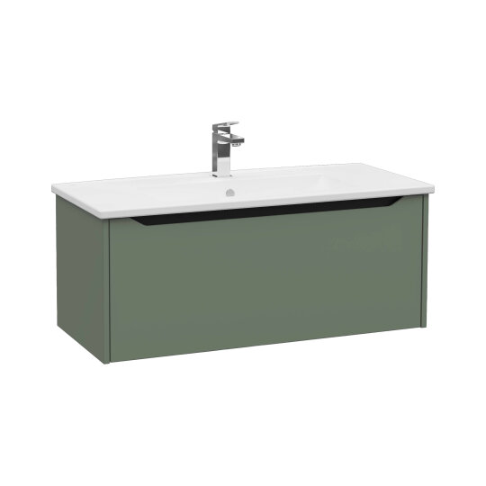 VitrA Integra Square Tek Çekmeceli Lavabo Dolabı, Ayaksız, 100 cm, Mat Yeşil, 80152