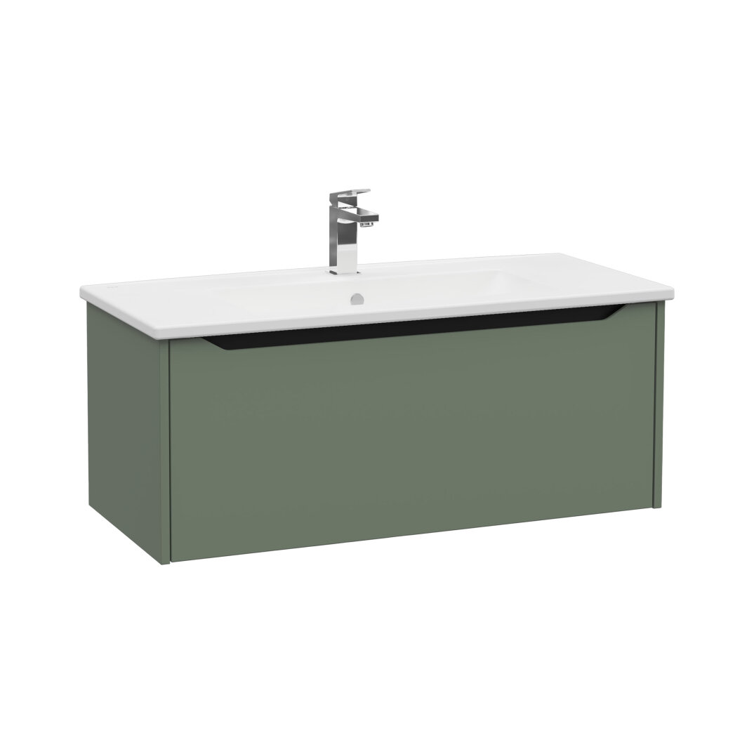 VitrA Integra Square Tek Çekmeceli Lavabo Dolabı, Ayaksız, 100 cm, Mat Yeşil, 80152 - 2